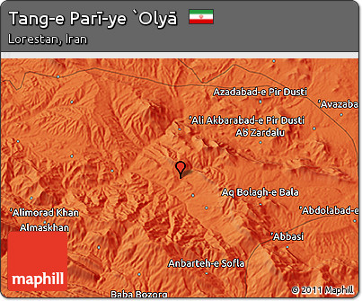 Political 3D Map of Tang-e Parī-ye `Olyā