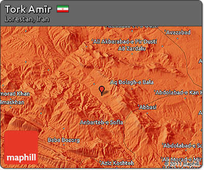 Political 3D Map of Tork Amīr