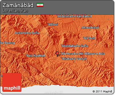 Political 3D Map of Zamānābād