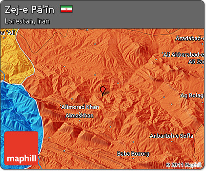 Political 3D Map of Zej-e Pā'īn