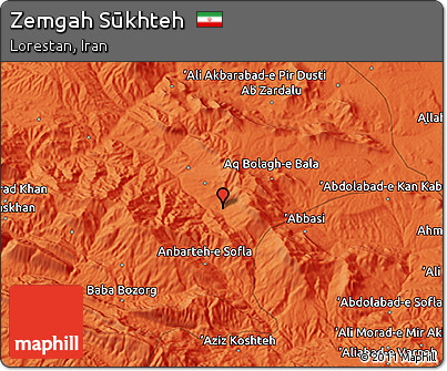Political 3D Map of Zemgah Sūkhteh