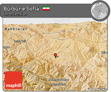 Satellite 3D Map of Būrbūr-e Soflá