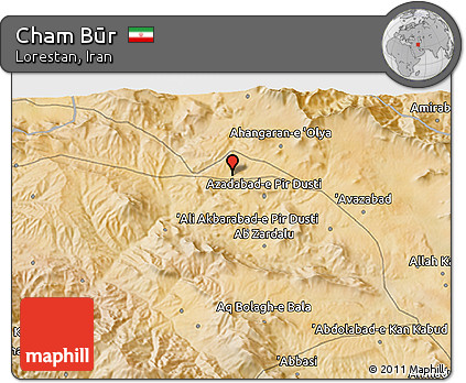 Satellite 3D Map of Cham Būr