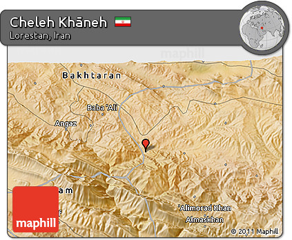 Satellite 3D Map of Cheleh Khāneh