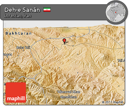Satellite 3D Map of Deh-e Sanān