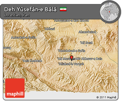 Satellite 3D Map of Deh Yūsefān-e Bālā