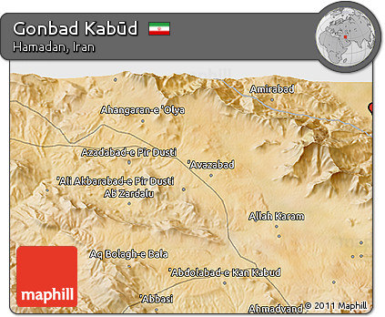 Satellite 3D Map of Gonbad Kabūd