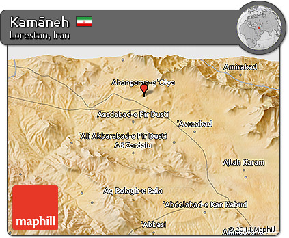 Satellite 3D Map of Kamāneh
