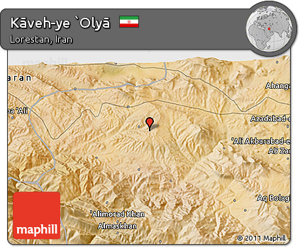Satellite 3D Map of Kāveh-ye `Olyā
