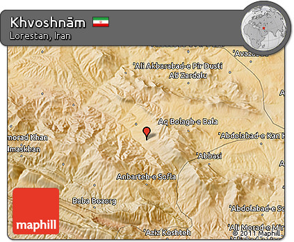 Satellite 3D Map of Khvoshnām