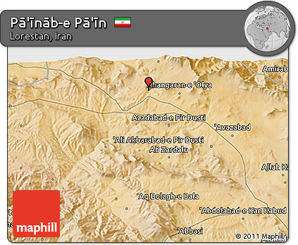 Satellite 3D Map of Pā'īnāb-e Pā'īn