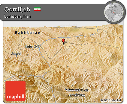 Satellite 3D Map of Qomlījeh