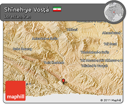 Satellite 3D Map of Shīneh-ye Vosţá