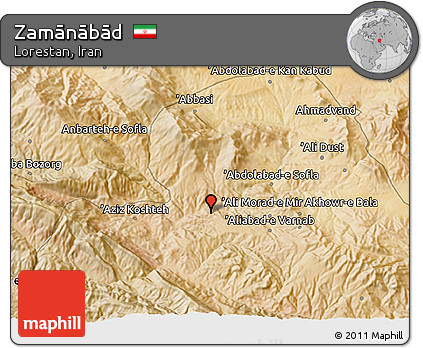 Satellite 3D Map of Zamānābād