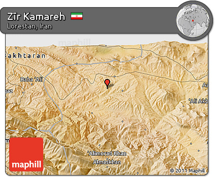 Satellite 3D Map of Zīr Kamareh