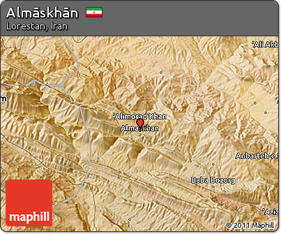 Satellite 3D Map of Almāskhān