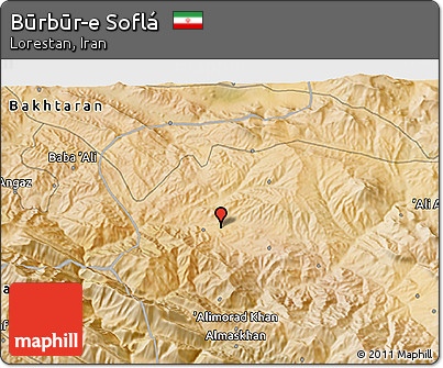 Satellite 3D Map of Būrbūr-e Soflá