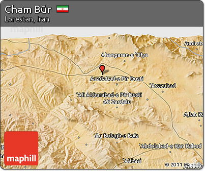 Satellite 3D Map of Cham Būr