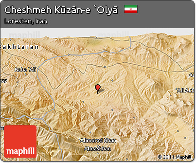 Satellite 3D Map of Cheshmeh Kūzān-e `Olyā