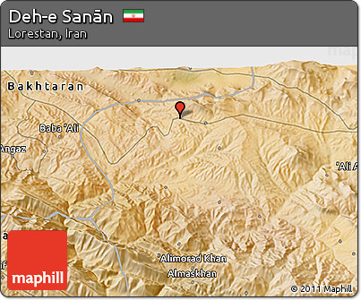 Satellite 3D Map of Deh-e Sanān