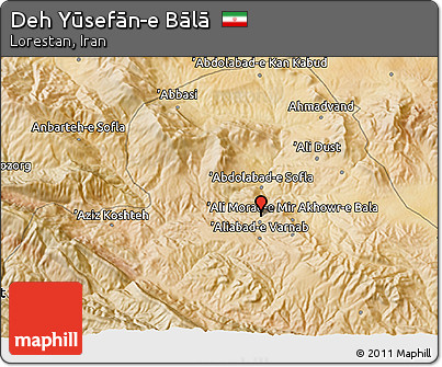 Satellite 3D Map of Deh Yūsefān-e Bālā