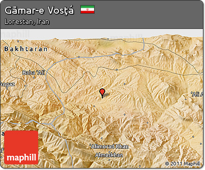 Satellite 3D Map of Gāmar-e Vosţá