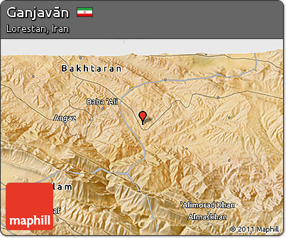 Satellite 3D Map of Ganjavān