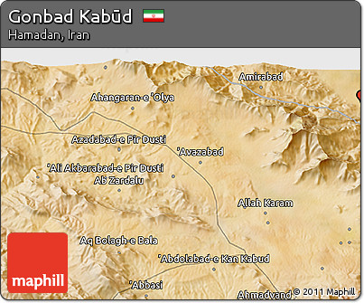 Satellite 3D Map of Gonbad Kabūd