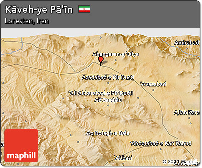 Satellite 3D Map of Kāveh-ye Pā'īn