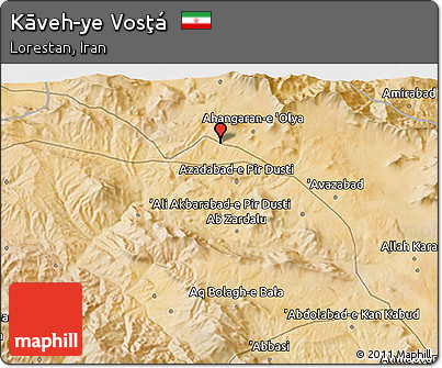 Satellite 3D Map of Kāveh-ye Vosţá