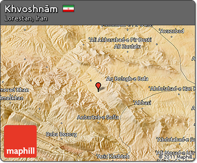 Satellite 3D Map of Khvoshnām
