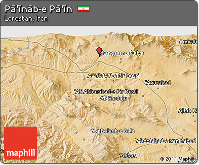 Satellite 3D Map of Pā'īnāb-e Pā'īn