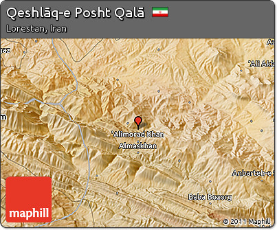 Satellite 3D Map of Qeshlāq-e Posht Qalā