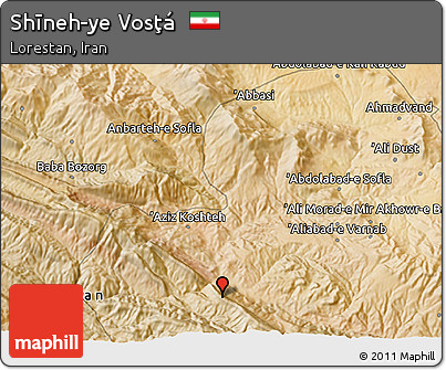 Satellite 3D Map of Shīneh-ye Vosţá