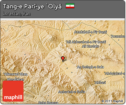 Satellite 3D Map of Tang-e Parī-ye `Olyā