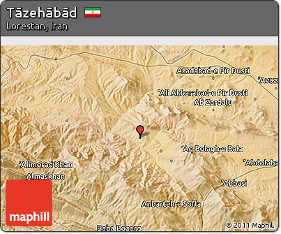 Satellite 3D Map of Tāzehābād