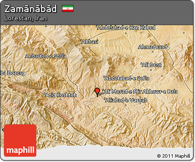 Satellite 3D Map of Zamānābād