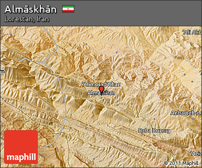 Satellite 3D Map of Almāskhān
