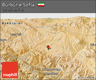 Satellite 3D Map of Būrbūr-e Soflá