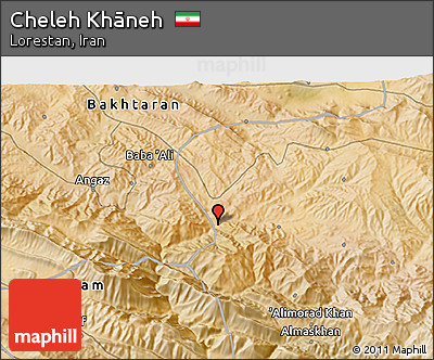Satellite 3D Map of Cheleh Khāneh