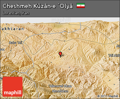 Satellite 3D Map of Cheshmeh Kūzān-e `Olyā