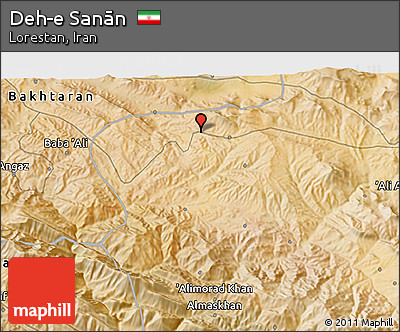 Satellite 3D Map of Deh-e Sanān