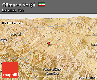 Satellite 3D Map of Gāmar-e Vosţá