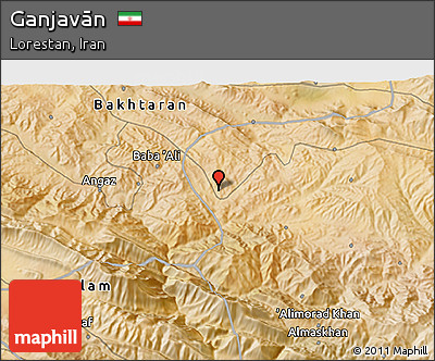 Satellite 3D Map of Ganjavān