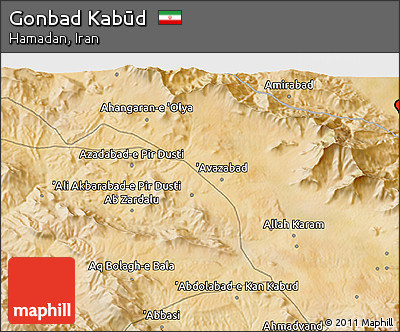 Satellite 3D Map of Gonbad Kabūd