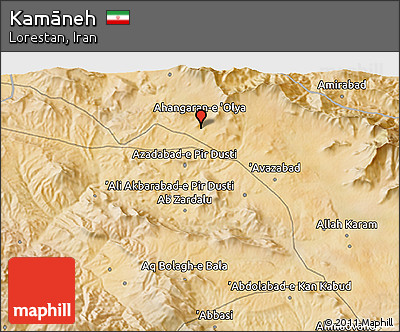 Satellite 3D Map of Kamāneh