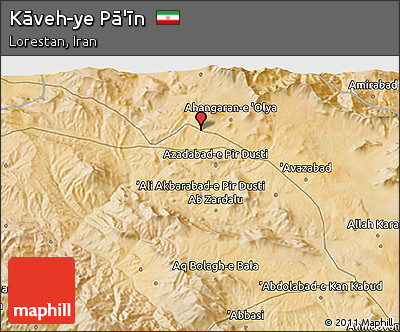 Satellite 3D Map of Kāveh-ye Pā'īn
