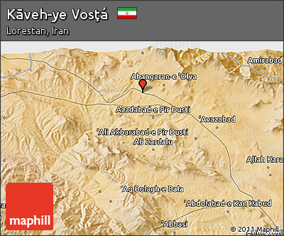 Satellite 3D Map of Kāveh-ye Vosţá