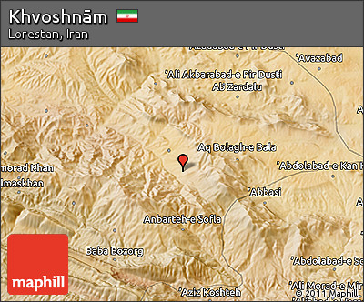Satellite 3D Map of Khvoshnām