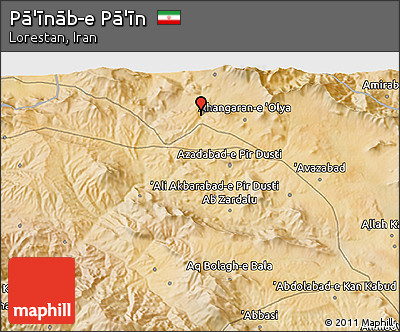 Satellite 3D Map of Pā'īnāb-e Pā'īn